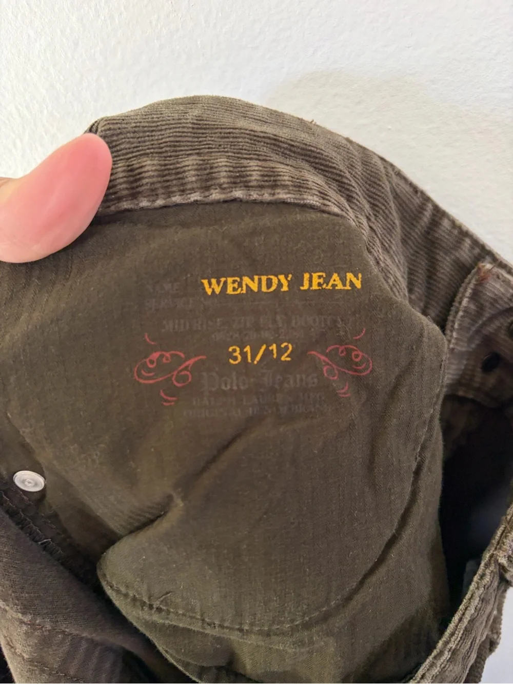 Ralph Lauren Polo Jeans Company Wendy Jean Brown Corduroy Bootcut‎ Pants Size 12